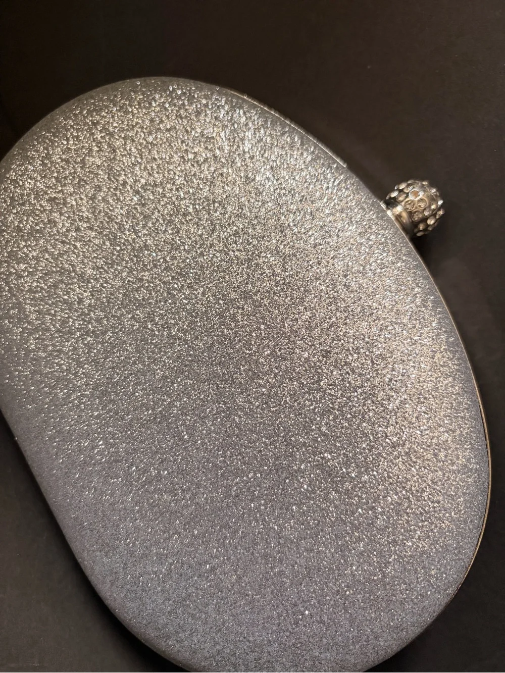 Crystal-Embellished Silver Evening Clutch